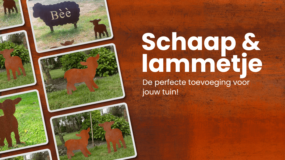 Cortenstaal schaap en lammetjes