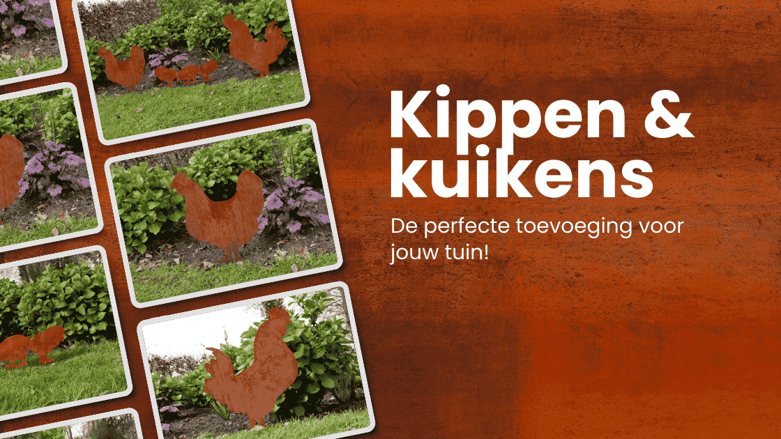 Cortenstaal kippen en kuikens