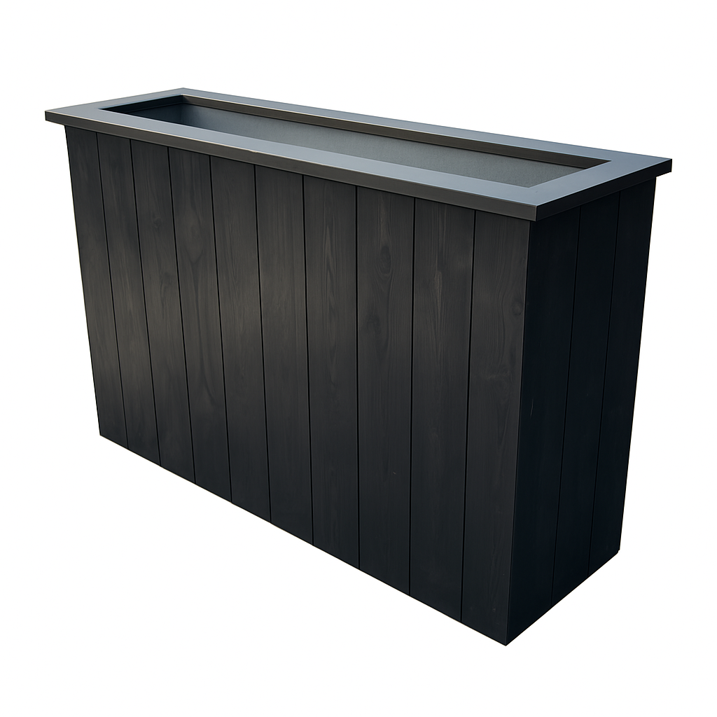 Grote zwarte plantenbak