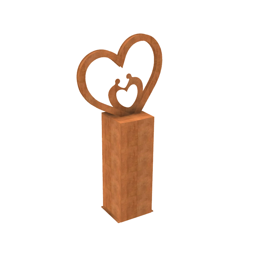 Gartendekoration Herz auf Sockel Cortenstahl