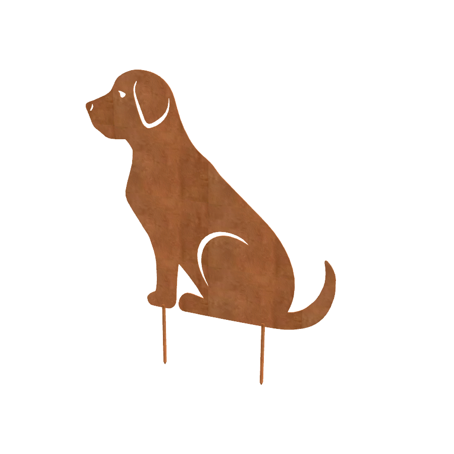Tuindecoratie Hond zittend cortenstaal