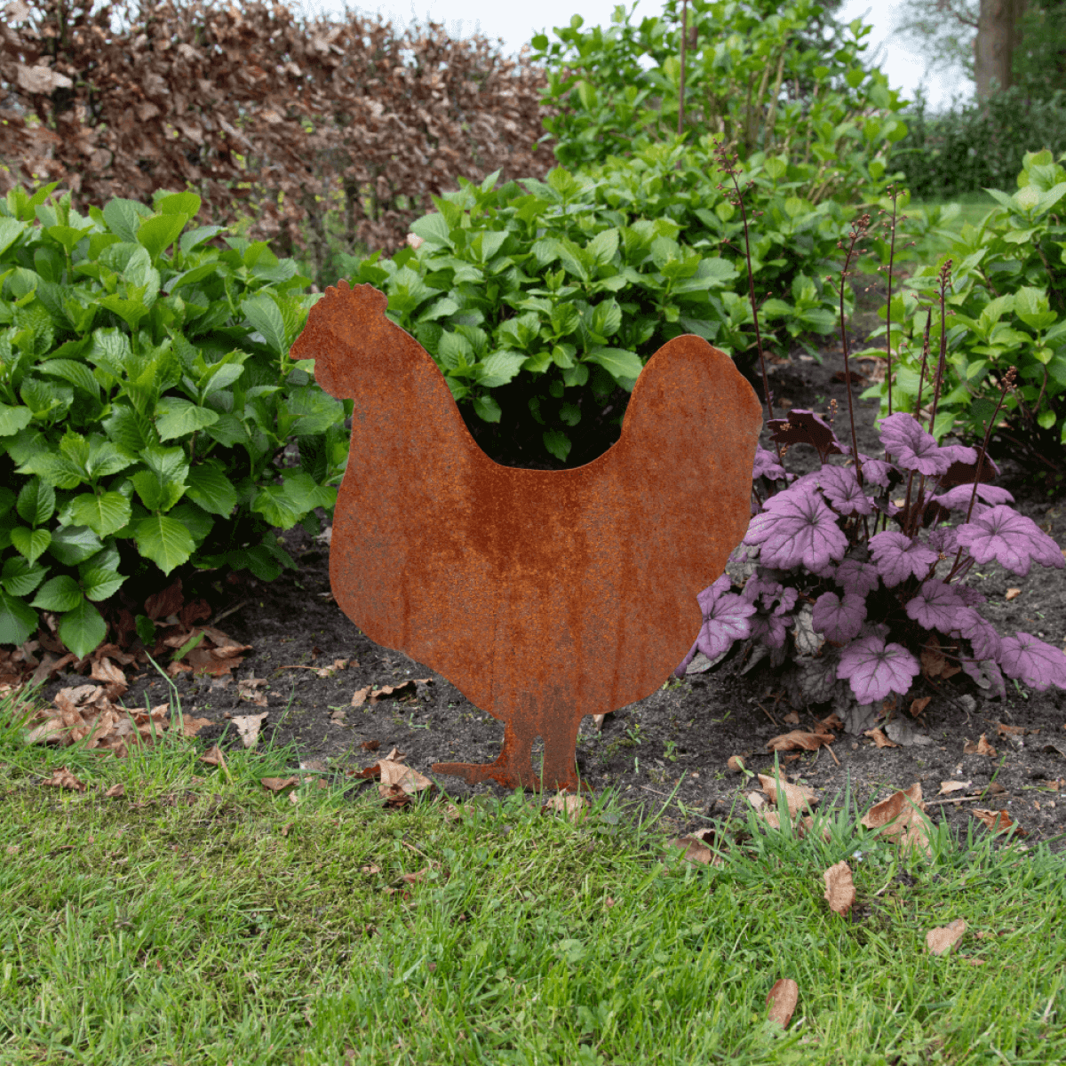 Décoration de jardin Poulet en acier corten