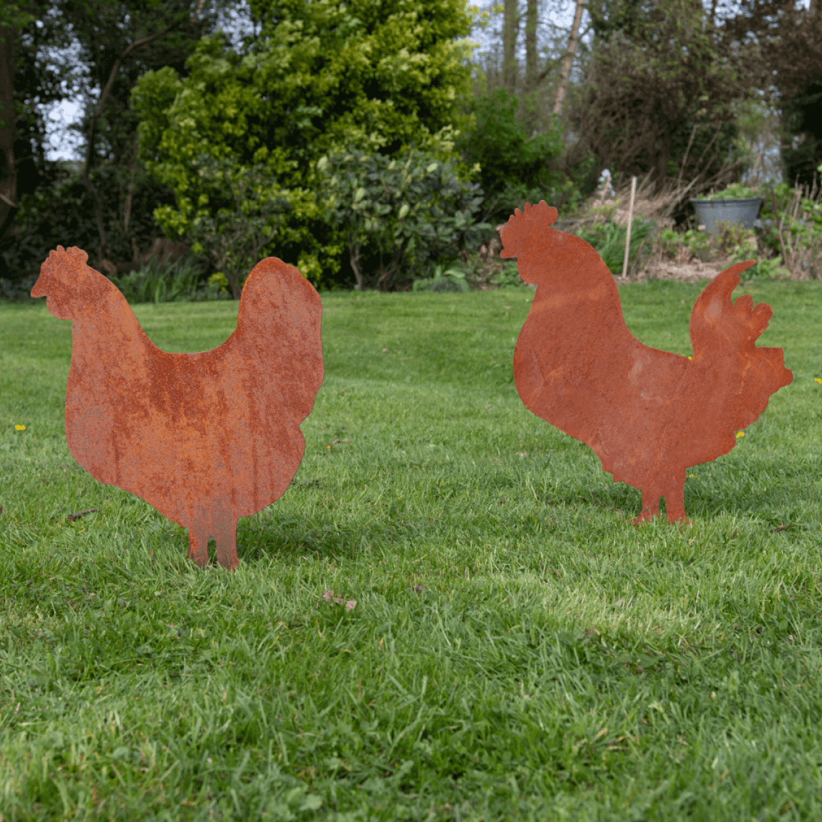 Décoration de jardin Poulet en acier corten