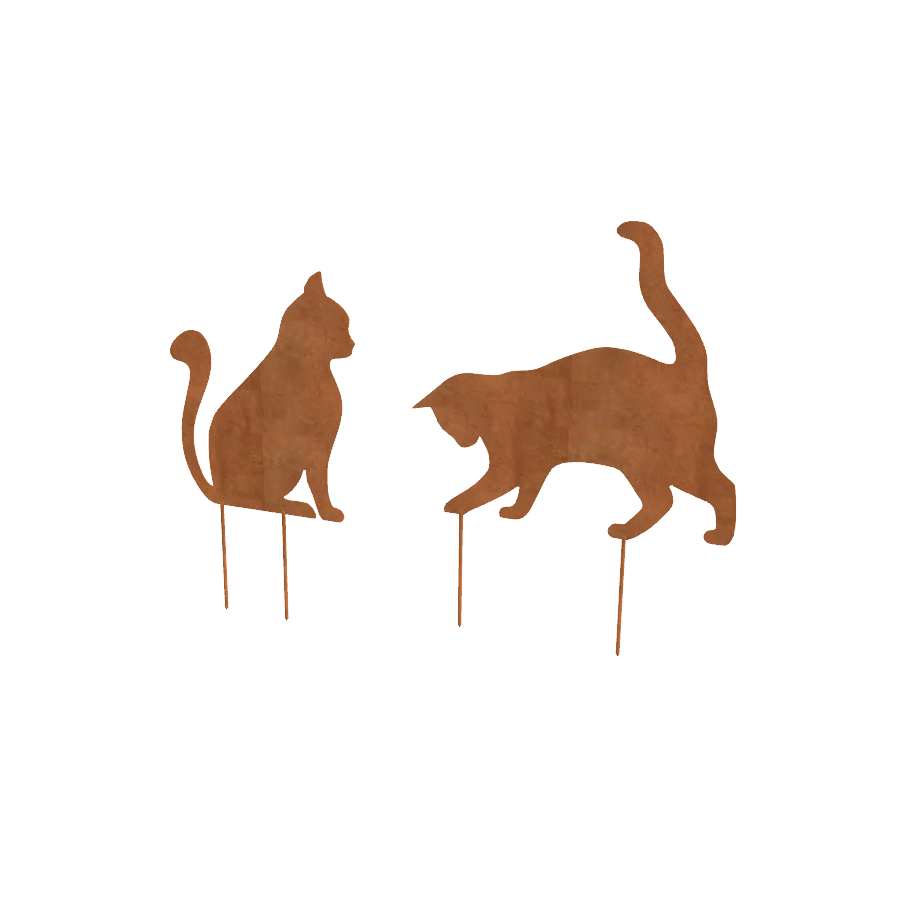 Décoration de jardin Chats en acier corten (lot de 2)