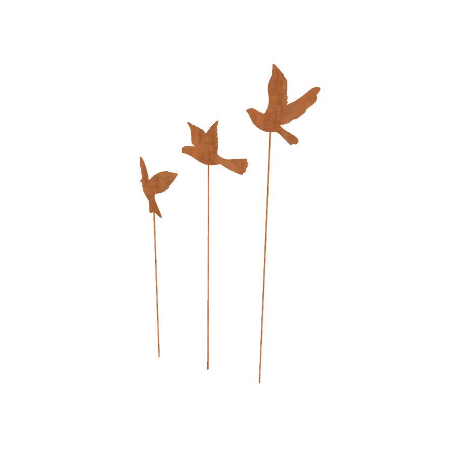 Décoration de jardin Ensemble d'oiseaux en vol en acier corten