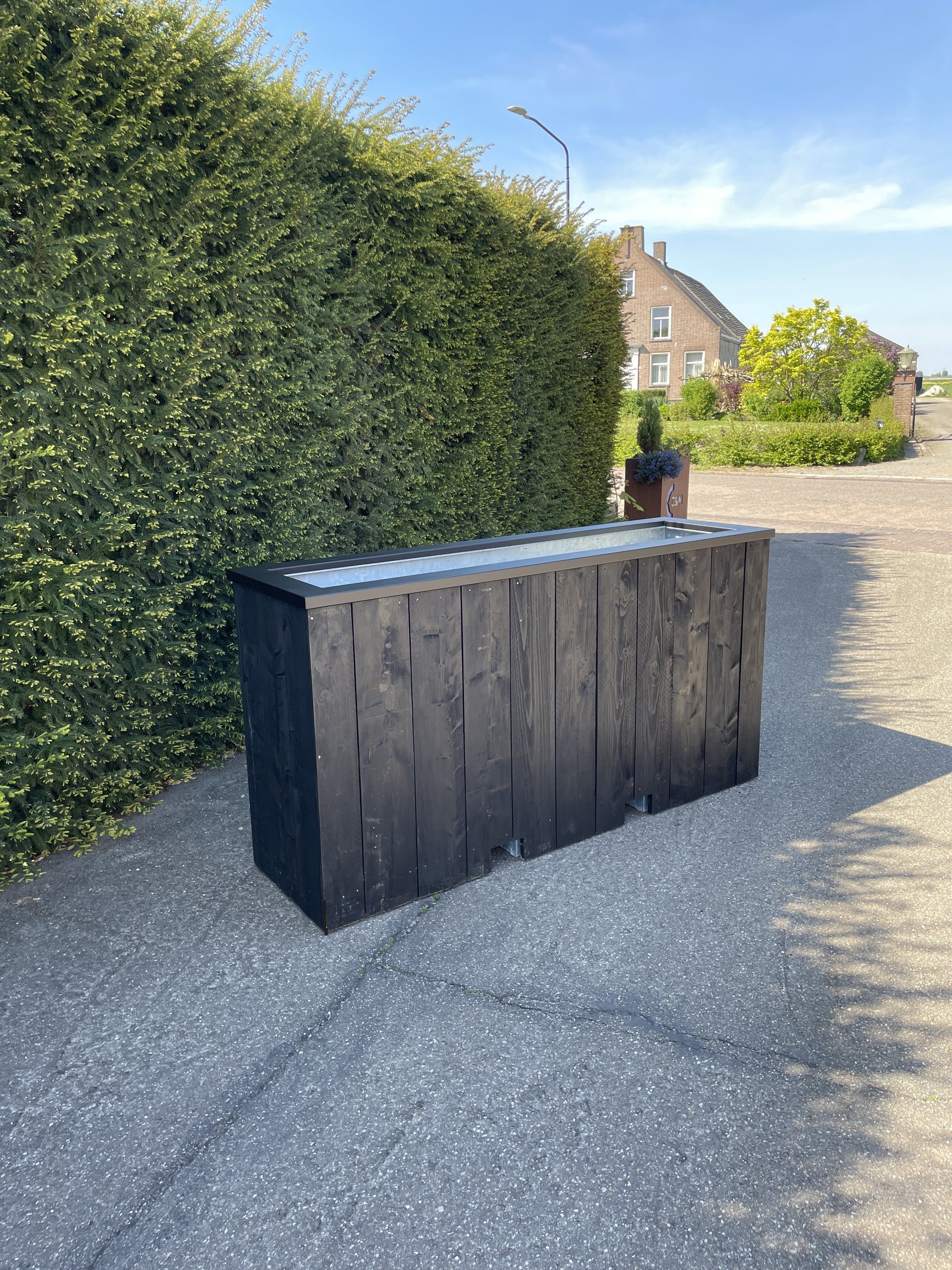 Grote zwarte plantenbak
