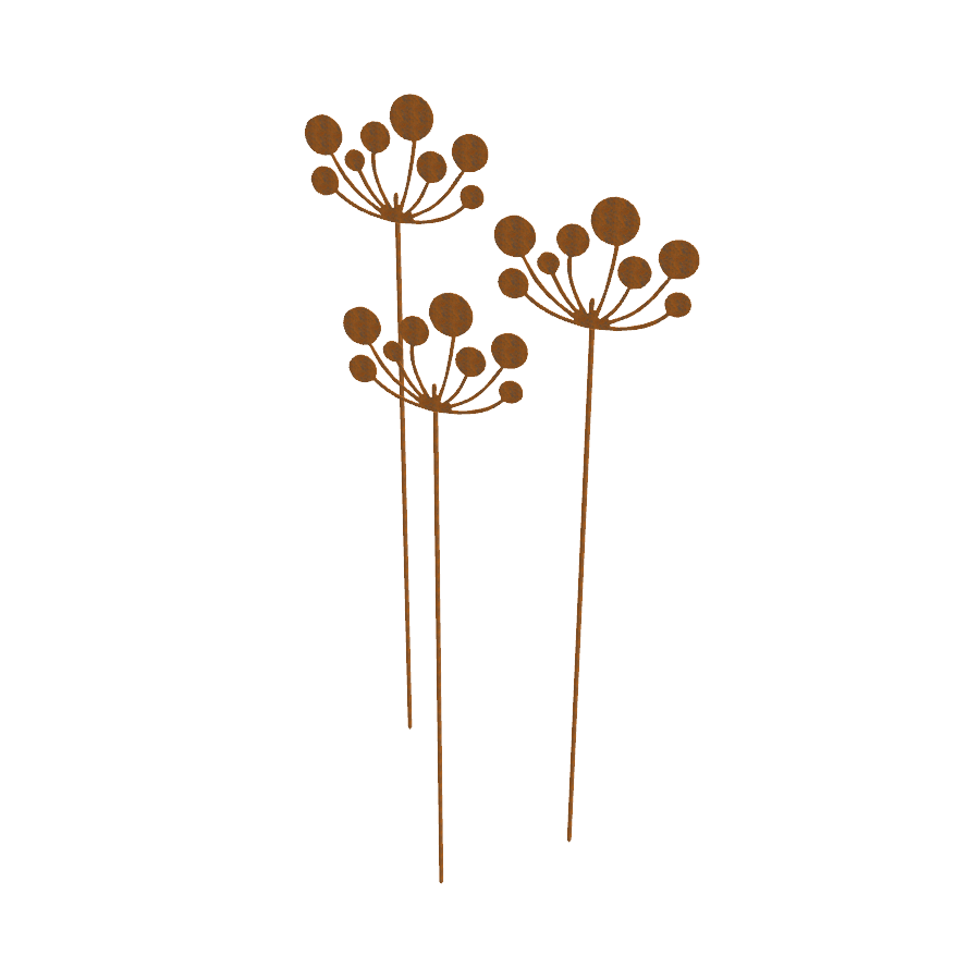Tuindecoratie Allium cortenstaal set van 3