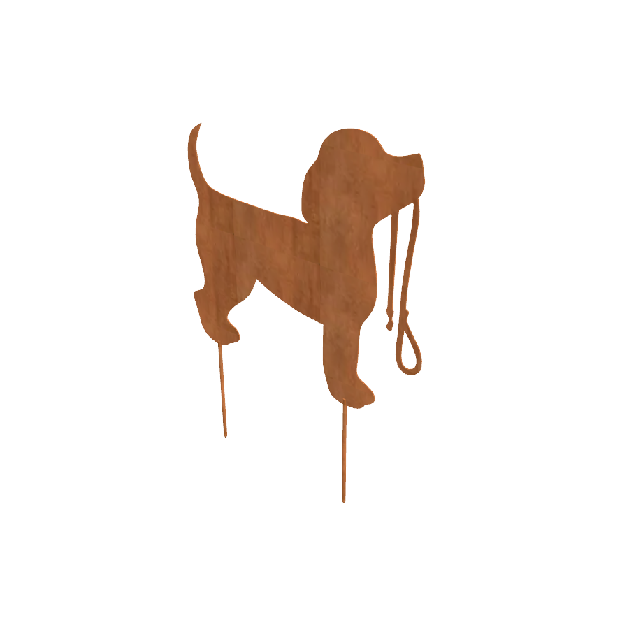 Tuindecoratie Hond met riem cortenstaal