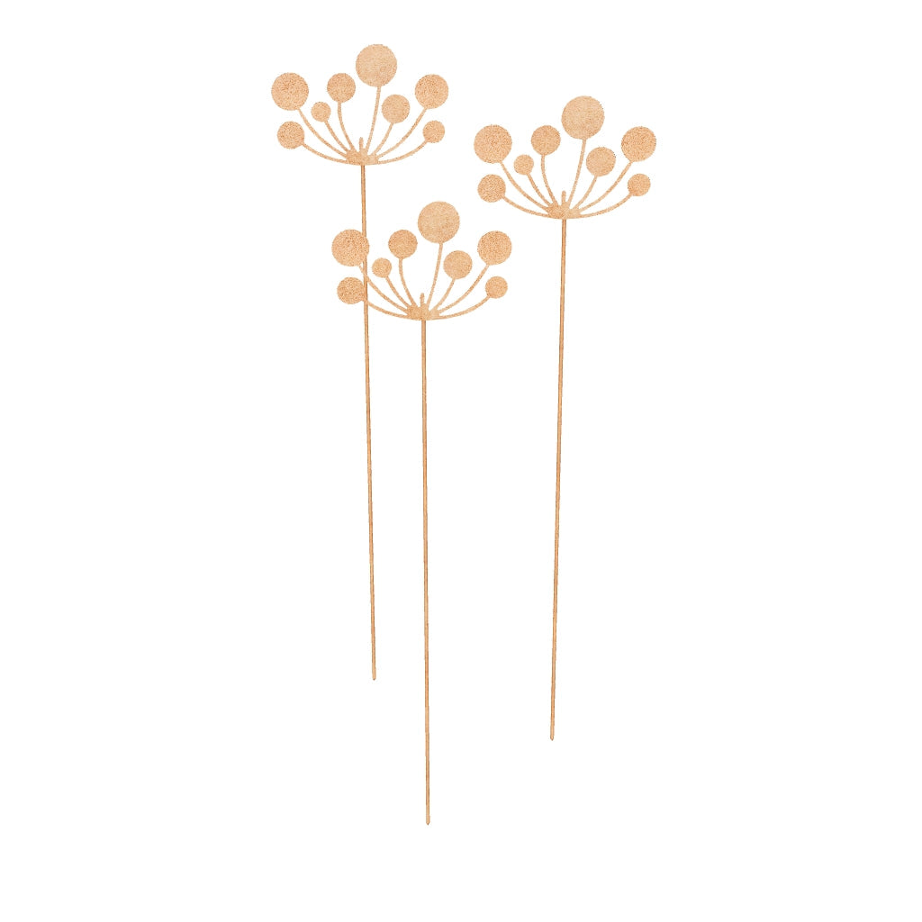 Décoration de jardin Allium acier corten lot de 3