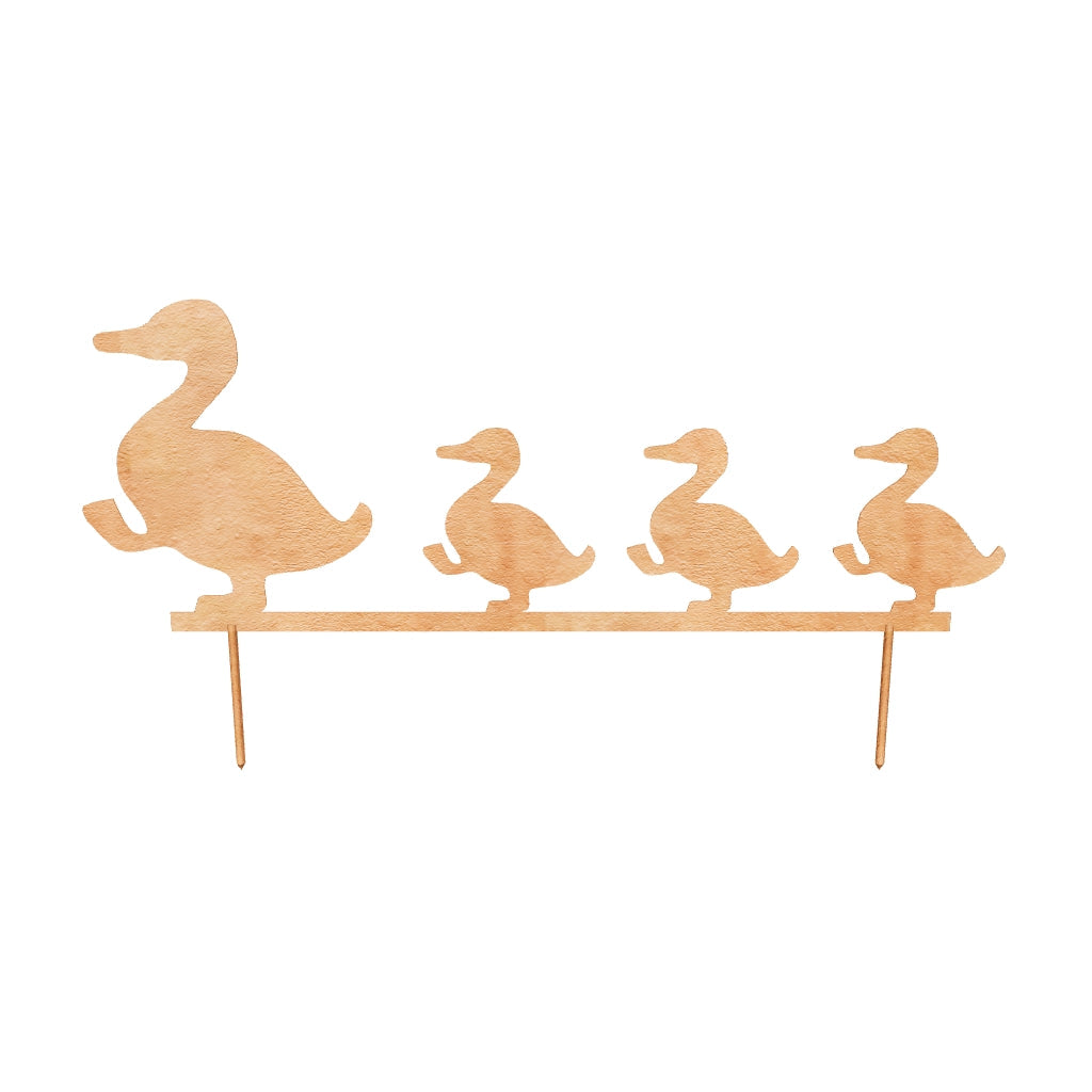 Décoration de jardin Famille de canards en acier corten