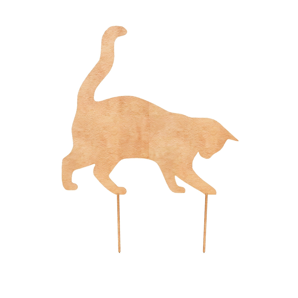 Gartendekoration Katze läuft aus Cortenstahl